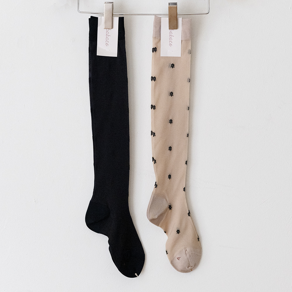 Babaco small flower stocking (black, beige)